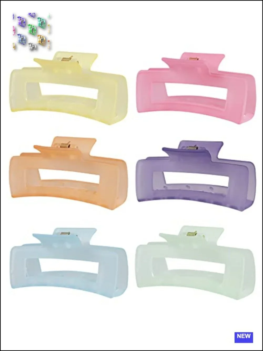 6 Pcs Large Non Slip Acrylic Claw Clips for Thick Hair Square Banana Jaw Clips